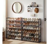 TEMU Zapatero, Estante Apilable de 12 Niveles para Zapatos, Organizador Metálico con Estantes Ajustables Planos o Inclinados, 30.5 x 92.3 x 221.4 cm, Capacidad para 48-60
