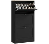 TEMU Zapatero HOMCOM estilo puertas abatibles, capacidad para 18 de zapatos, 60 .5 x 115 cm, acabado negro con de madera