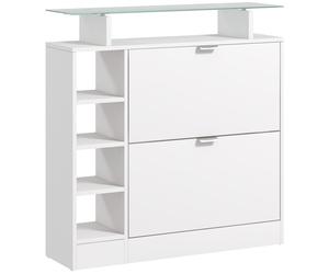 TEMU Zapatero Moderno HOMCOM para Entrada con Cajones Plegables, Estantes Ajustables y Estantes Abiertos de Zapatos, Zapatero para Pasillo 89x25x92 cm