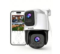 Tenda 5MP+5MP Cámara Vigilancia WiFi Exterior, IA Detección de Personas y Vehículos, Alerta y Seguimiento Automático, Audio Bidireccional, 360° Visión Nocturna en Color, 24/7 Grabación Continua, CH10