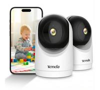 Tenda Cámara IP WiFi Vigilancia Interior 2K, Detección de Movimiento/Persona, Cámara de Seguridad Domo 360°, Visión Nocturna 12m, Audio Bidireccional, 3MP Camara Vigilancia para Niños,CP3V3.0(2-Pack)