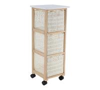 Tendance - Armario Cuadrado con Ruedas 3 cajones Papel PM Paulownia Estructura MDF chopo - Blanco Natural