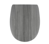 Tendance - Asiento de Inodoro Molde de Madera 18 Pulgadas Forma Plana Cierres de Acero Inoxidable - Aspecto de Revestimiento Gris