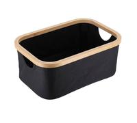 TENDANCE - Cesta Rectangular Plegable fleje de bambú de poliéster - bambú Negro