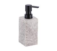 Tendance - Dispensador de jabón 260 ml Bomba Cuadrada de poliresina Efecto Piedra Negro Mate - Gris
