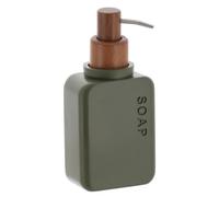 Tendance - Dosificador de jabón de poliresina con Bomba de Madera de Acacia 300 ml - Verde Oliva