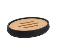 Tendance - Jabonera abs Efecto Nido de Abeja con Goma y Efecto bambú - Negro