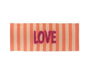 Tendance - Tuftee Love inscripción Alfombra de algodón 45x120 cm - Beige Anaranjado