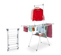 Tendedero de alas Plegable Relaxdays, Barra para Colgar, 15 m, HxAnxProf: 199 x 155 x 69 cm, Acero, Compacto, Blanco