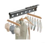 Tendedero de metal extensible telescópico para balcón, baño, radiador, ahorro de espacio, gris, 41 x 3,5 x 7 cm o 50 x 3,5 x 7 cm, resistente al viento, múltiples agujeros (6 agujeros)