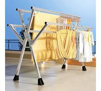 Tendedero extensible de alta resistencia, secadora plegable de acero inoxidable con clips y ganchos