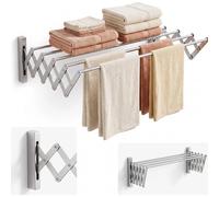 Tendedero Extensible de Pared 100 a 160 cm - Plegable para Interior y Exterior, 5 Barras de Secado, Apto para Todo Tipo de Ropa 140 CM