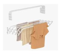 Tendedero Extensible Pared 60/80/100/120cm, Tendedero Plegable de Pared de Interior o Exterior de Acero Blanco, Tendedero Extensible de 5 barras.