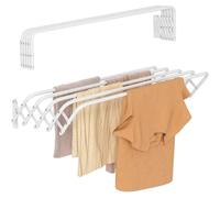 Tendedero Extensible Pared 60/80/100/120cm, Tendedero Plegable de Pared de Interior o Exterior de Acero Blanco, Tendedero Extensible de 5 barras.