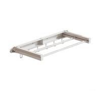 Tendedero montado en la pared de 70 cm, ahorro de espacio, fácil de instalar, varillas de metal plegables con cinco ganchos, a prueba de óxido para uso en interiores y exteriores (blanco)
