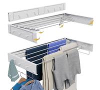 Tendedero Pared Plegable Extensible 100 Cm Aluminio Blanco Resistente Anticorrosión Para Baño Lavadero Balcón Con 5 Varillas 6 Ganchos 2 Soportes Colgantes Ahorra Espacio Secado Eficiente (grande)