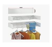 Tendedero Plegable para Montar en Paredes, Tendedero Retráctil Plegable de 80cm para Interiores o Exteriores, tendedero Compacto Ahorra Espacio, Capacidad para 30Kilos, Tendedero con 6 barras de 80cm