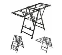 Tendedero plegable para ropa sucia, alas de altura ajustable de 2 niveles, secadora de ropa de piso de aluminio para uso en interiores y exteriores, ahorro de espacio