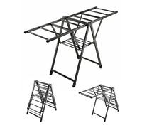 Tendedero plegable para ropa sucia, alas de altura ajustable de 2 niveles, secadora de ropa de piso de aluminio para uso en interiores y exteriores, ahorro de espacio