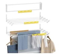 Newlux - Tendedero Extensible Pared Wall V80 (80x60x19cm) con Capacidad 9M/12KG y 8 Barras. Tendedero Pared Plegable 11 cm con Accesorio 27 Prendas Pequeñas. Interior/Exterior, Blanco