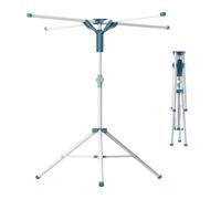 Tendedero Relaxdays, Plegable, Ajustable en Altura, 80-200 cm, 4 Varillas, Camping, tendedero, Blanco/Azul
