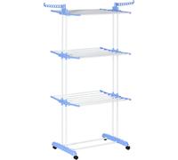 Tendedero Vertical Plegable con 4 Niveles y Ruedas con Freno, Ideal para Secado de Ropa en Interiores y Exteriores
