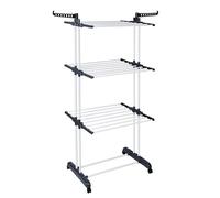 Tendedero Vertical Plegable T-Lovendo de 4 Niveles con Ruedas, Soporte de Almacenamiento para Ropa, 170x77x64 cm, Alta Capacidad hasta 26 kg
