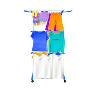 Tendedero xxl plegable premium slim nyana home | 4 niveles | barras de acero | colgadores superiores laterales| patas plegables | 4 ruedas con freno | azul
