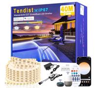 TENDIST Tira LED Exterior Impermeable Blanco Frio a Blanco Calido Regulable, Luz LED Compatibles con Alexa, LED Strip WiFi Smart Impermeable, 24v Tiras de LED Adhesiva para Cocina, Jardín (40M)