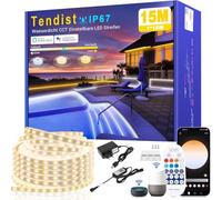 TENDIST Tira LED Exterior Impermeable Blanco Frio a Blanco Calido Regulable, Luz LED Compatibles con Alexa, LED Strip WiFi Smart Impermeable, 24v Tiras de LED Adhesiva para Cocina, Jardín (15M)