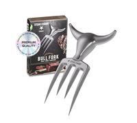 Tenedor de carne Steak Champ Bull Fork, 16,5 cm: Tenedor sólido para servir, cubiertos para trinchar, con aleación de zinc, cromado, apto para lavavajillas