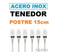 tenedor de postre,tenedor acero inoxidable,pack 6 tenedores de postre 15cm X 2.05cm,acero inox 18/0,gerimport,fespu