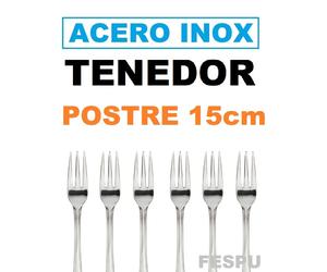 tenedor de postre,tenedor acero inoxidable,pack 6 tenedores de postre 15cm X 2.05cm,acero inox 18/0,gerimport,fespu