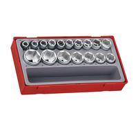 Teng Métrico Enchufe Set 17 Piezas 6Pt 1.3cm Drive Cromo 6Pt Almacenaje Bandeja