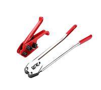 Tensor y sellador de correa de plástico PP/PET, 12 a 19 mm, juego de herramientas de sellado manual con cortador de ranura de corte, juego de correas de plástico manual de metal resistente para