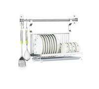 TentHome Escurridor de Platos Plegable Acero Inoxidable Pared, Escurreplatos con Bandeja, Escurre Organizador de Platos de Cocina, Seca Platos Escurridor Pequeño Cocina, Secaplatos