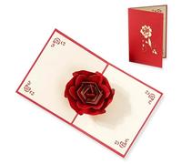 TEOZBLU tarjeta felicitacion boda 3D Rosa Roja, tarjeta cumpleaños, Tarjeta Pop Up para Aniversario Pareja, San Valentín, Regalos Originales para Mujer, Novia y Esposa, Papel Especial Perlado