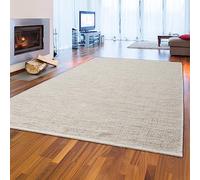 Teppich-Traum Alfombra Elegante de Lana Tejida a Mano salón Resistente Beige-Crema, 120 x 170 cm