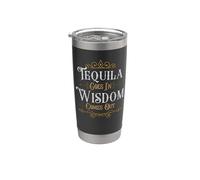 Tequila va en la sabiduría sale Funny Drinking Tee Vaso térmico de acero inoxidable de doble pared
