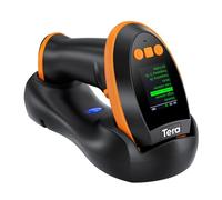 Tera Escáner de código de Barras con Pantalla de Ajuste Digital y Teclado, versión Profesional, Velocidad de escaneo Extra rápida, Funciona con Bluetooth 2.4G inalámbrico y USB con Cable 1D 2D QR
