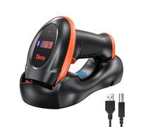 Tera Escáner de código de Barras con Sensor de Imagen de píxeles Altos 2D 1D QR Inalámbrico 2.4 GHz + Cable USB con estación de Carga y Contador Escáner de Imagen Digital HW0008