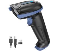 Tera Lector de código de Barras inalámbrico con Cable con indicador de Nivel de batería Escáner de código de Barras Impreso digitalmente 1D 2D QR Plug and Play, Modelo D5100 Azul