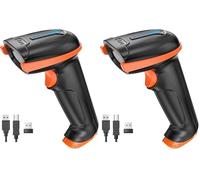 Tera Lector de código de Barras inalámbrico con Cable con indicador de Nivel de batería Escáner de código de Barras Impreso digitalmente 1D 2D QR Plug and Play, Modelo D5100 (Paquete de 2)