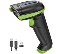 Tera Lector de Código de Barras Portátil Inalámbrico 1D Láser Inalámbrico y con Cable USB Indicador de Nivel de Batería Extra Grande de 2000mAh, Modelo 5100