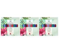 TerCasa 998701-2 bolígrafos de gel, 3 juegos de 30 unidades, 3 estuches con 30 bolígrafos de gel con purpurina, arco iris, metálico, efectos de color estándar y pastel, 90 bolígrafos de gel para una