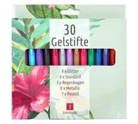 TerCasa 998701 Juego de 30 bolígrafos de gel con purpurina, arco iris, metálico, estándar y colores pastel, 30 bolígrafos de gel para escribir y dibujar de forma suave