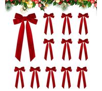 Terciopelo de Navidad | 12 Piezas De Decoración De Fiestas Con Lazo Y Pinza - Arcos De Terciopelo Para Árbol De Navidad | Para Cocina Al Aire Libre Casa De Campo Pared Interior Ocio Creativo Mujeres Y