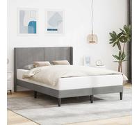 Terciopelo elegante moderno dormitorio Gris Claro 140 x 190 cm | Estructura de Cama Gris Claro 140x190 cm Terciopelo con Cabecero y Somier Fijo, Marco de Cama Moderno con Patas Torneadas,