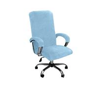 Terciopelo Funda de Silla de Oficina, estirable Oficina Cubierta de La Silla Universal Funda Silla Giratoria con Cremallera Funda para silla de oficina lavable con Cubrebrazos -azul claro-Medio