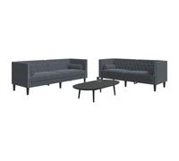 Terciopelo suave Chesterfield con cojines incluidos Gris 174x74.5x70.5 cm | Set sofás Chesterfield con cojines 2 pzs terciopelo gris oscuro sala estar moderno lounge